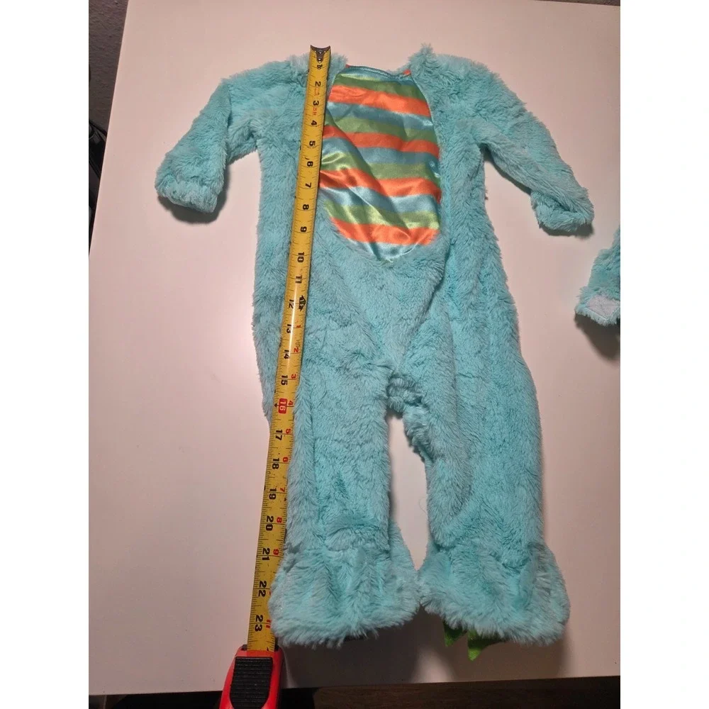Spirit Halloween Lil Monster Infant Jumpsuit Costume Boys 0-6 Month Blue Hooded - Picture 2 of 9